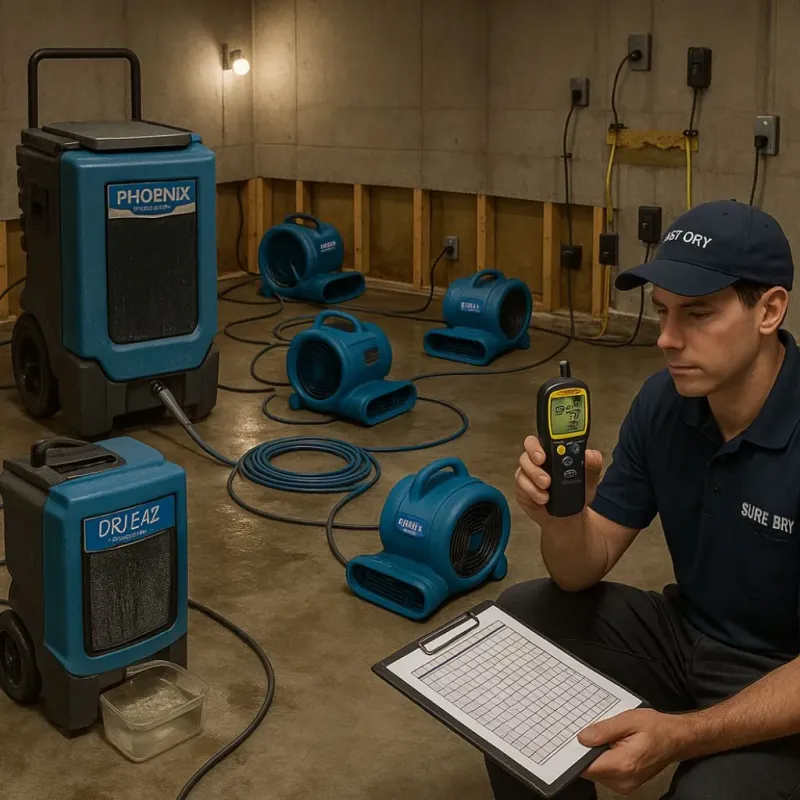 Structural Drying and Dehumidification process in Ivanhoe, CA